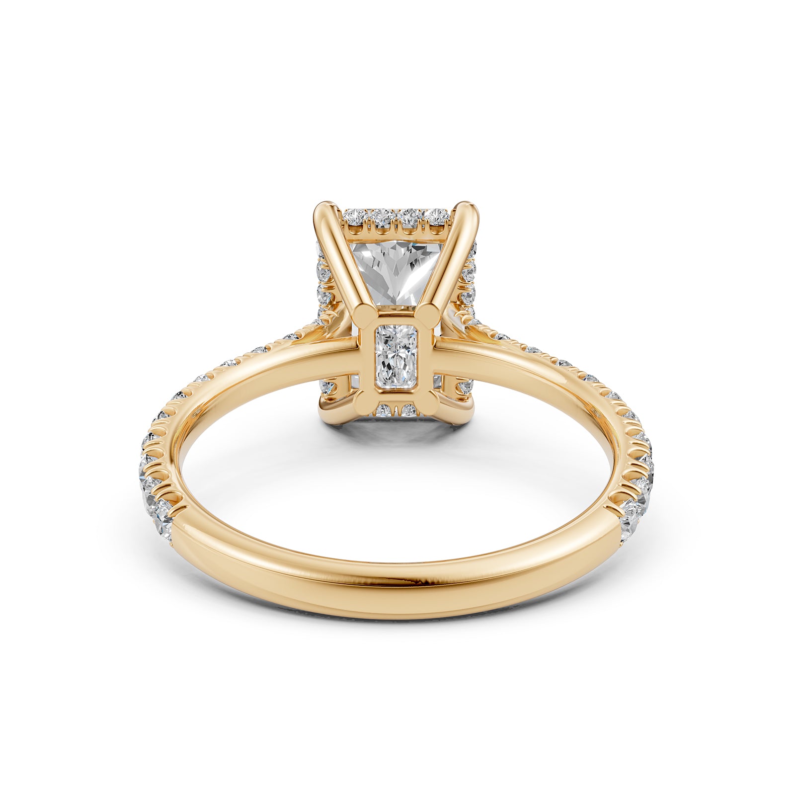 French U Pave Hidden Halo Lab Grown Diamond Radiant Engagement Ring